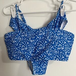 Blue Floral Print Bikini